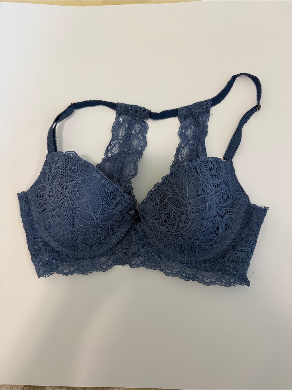 sophie b. Lace Racerback Underwire Bra - Dusty Blue